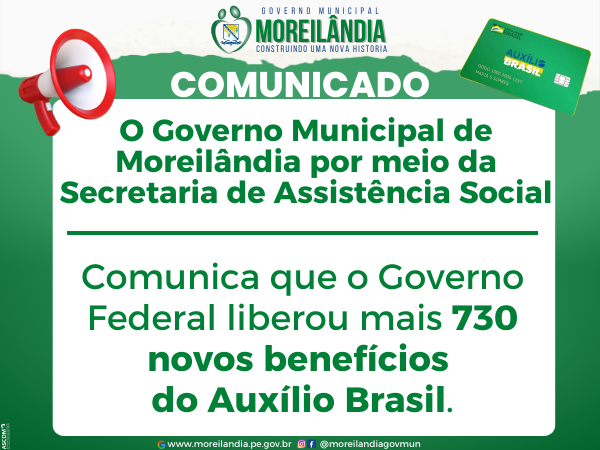 Mais 730 novos benefícios do Auxílio Brasil