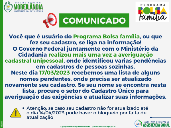 Atualização Cadastral para Beneficiários do Programa Bolsa Família 